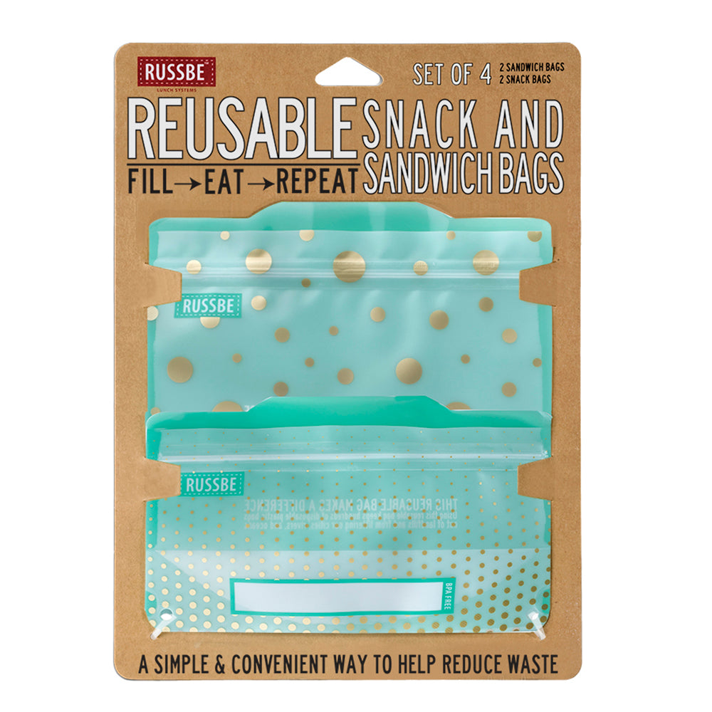 Patterned Reusable Snack and Sandwich Bags, Set of 4, Confetti – Russbe