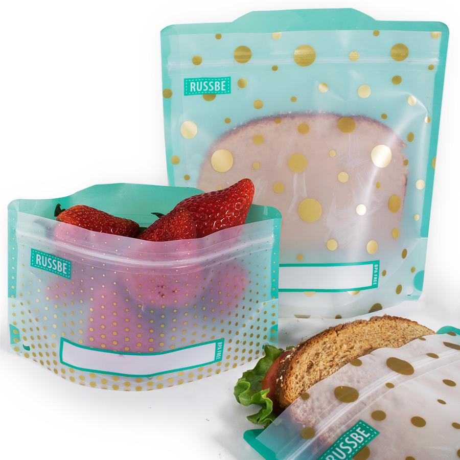 Patterned Reusable Snack and Sandwich Bags, Set of 4, Waves