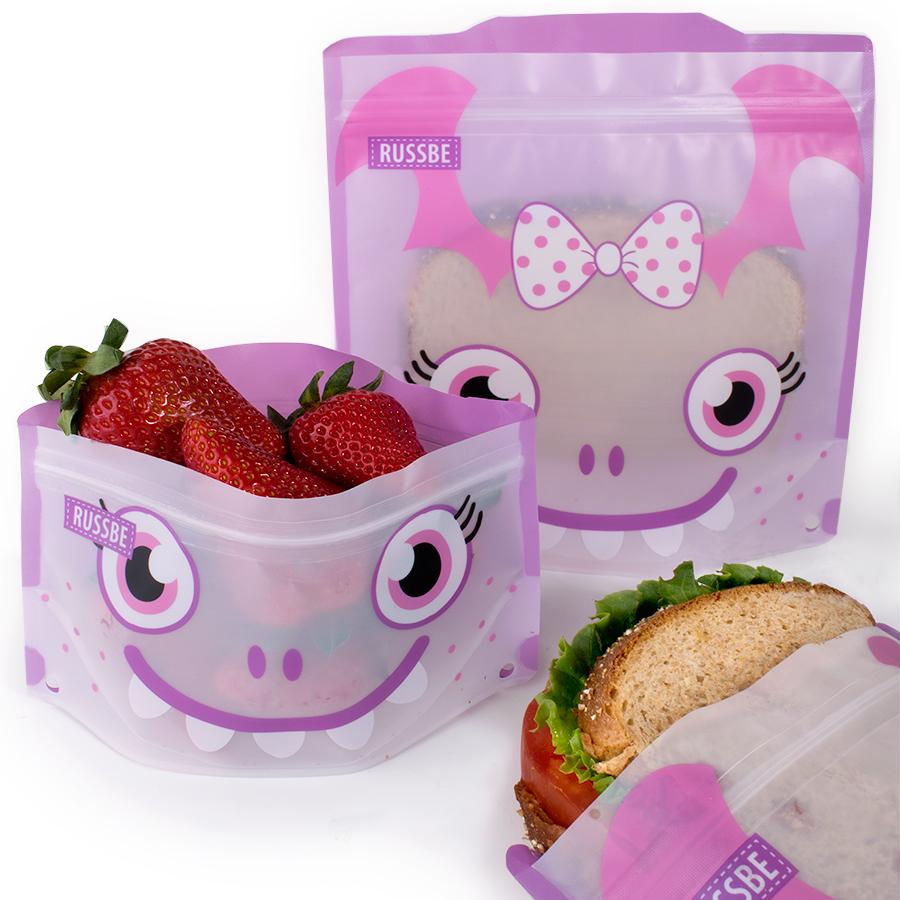 Statement Reusable Snack and Sandwich Bags, Set of 4, Pink