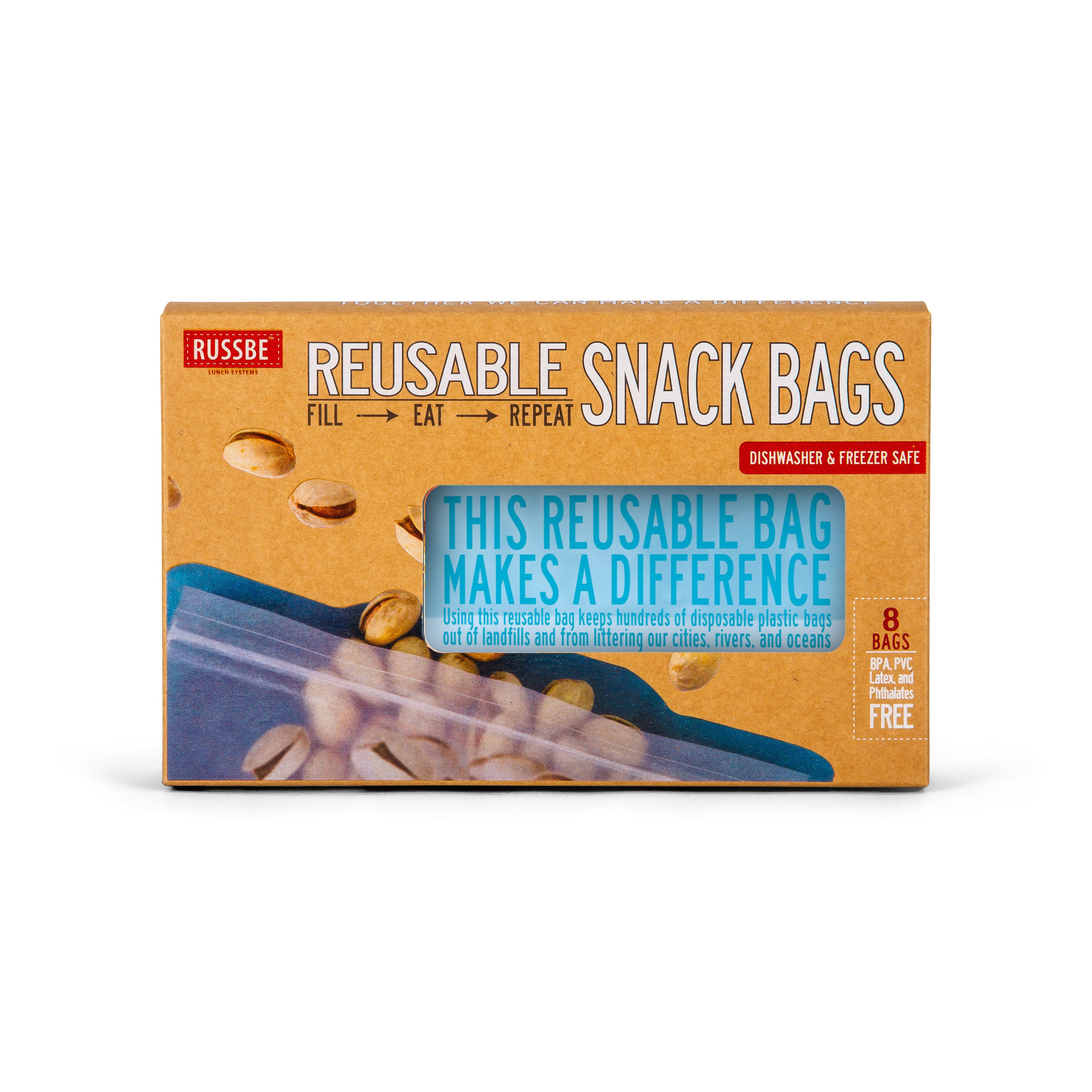 Monster Reusable Snack and Sandwich Bags, Set of 4, Pink Monster – Russbe