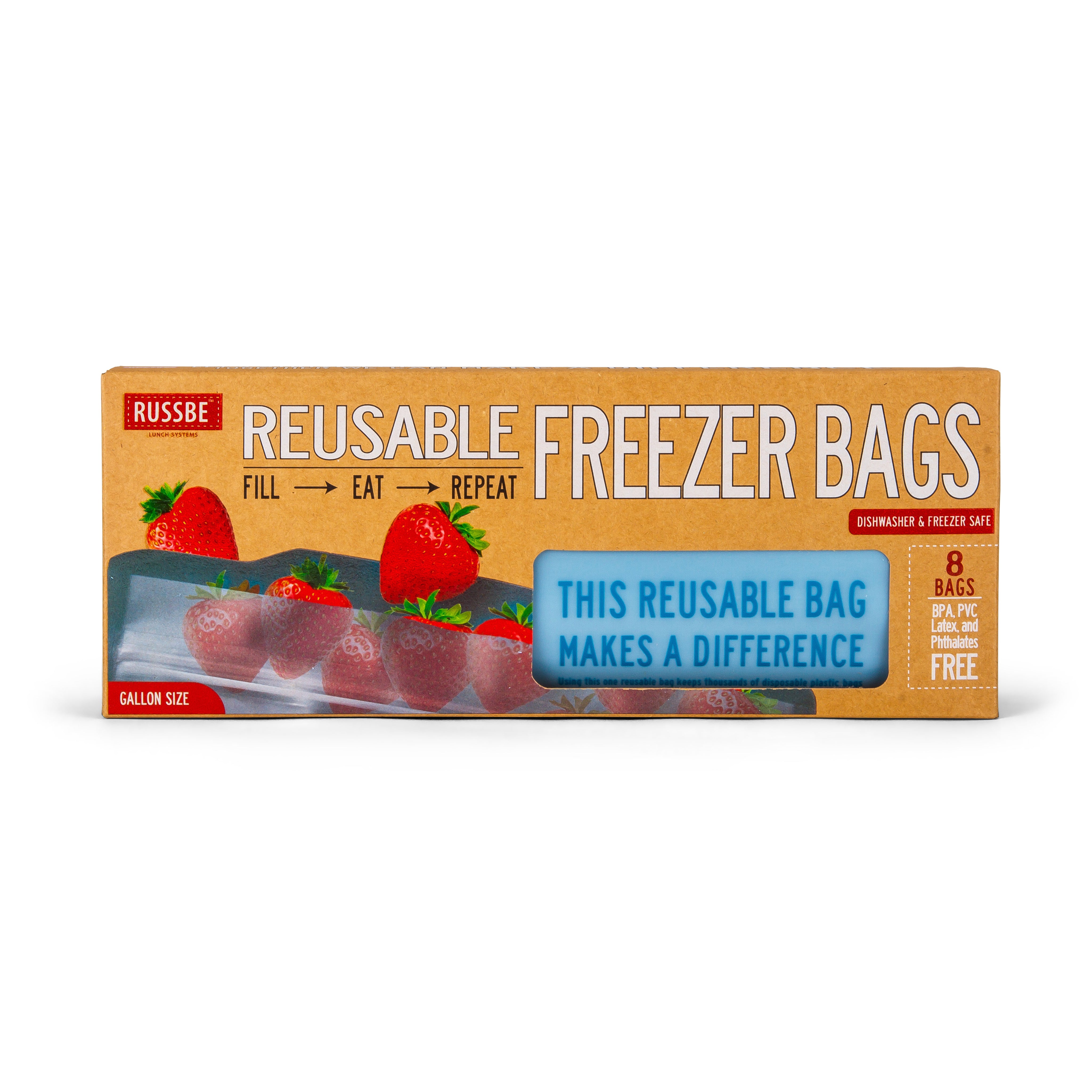 Gallon Size Reusable Freezer Bags Set of 8 Russbe